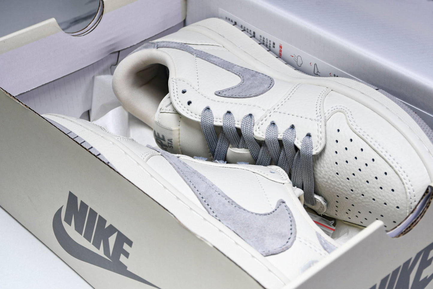 Travis Scott AJ1 Low x BAPE 'White Grey 2.0' (Custom)
