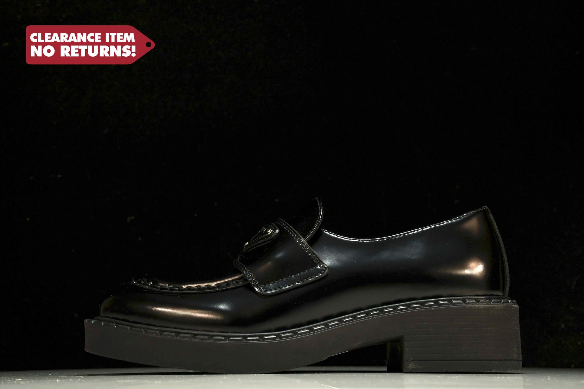 Prada Chocolate Patent Loafers 'Black' - UK 8 / US 9  / EU 42