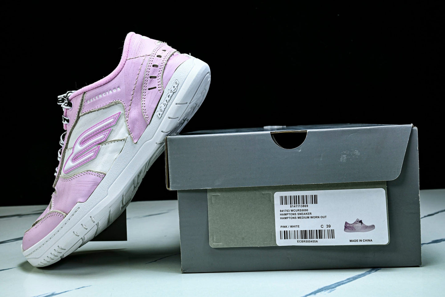 Вalenciaga Hamptons Worn-Out Sneaker 'White Pink'