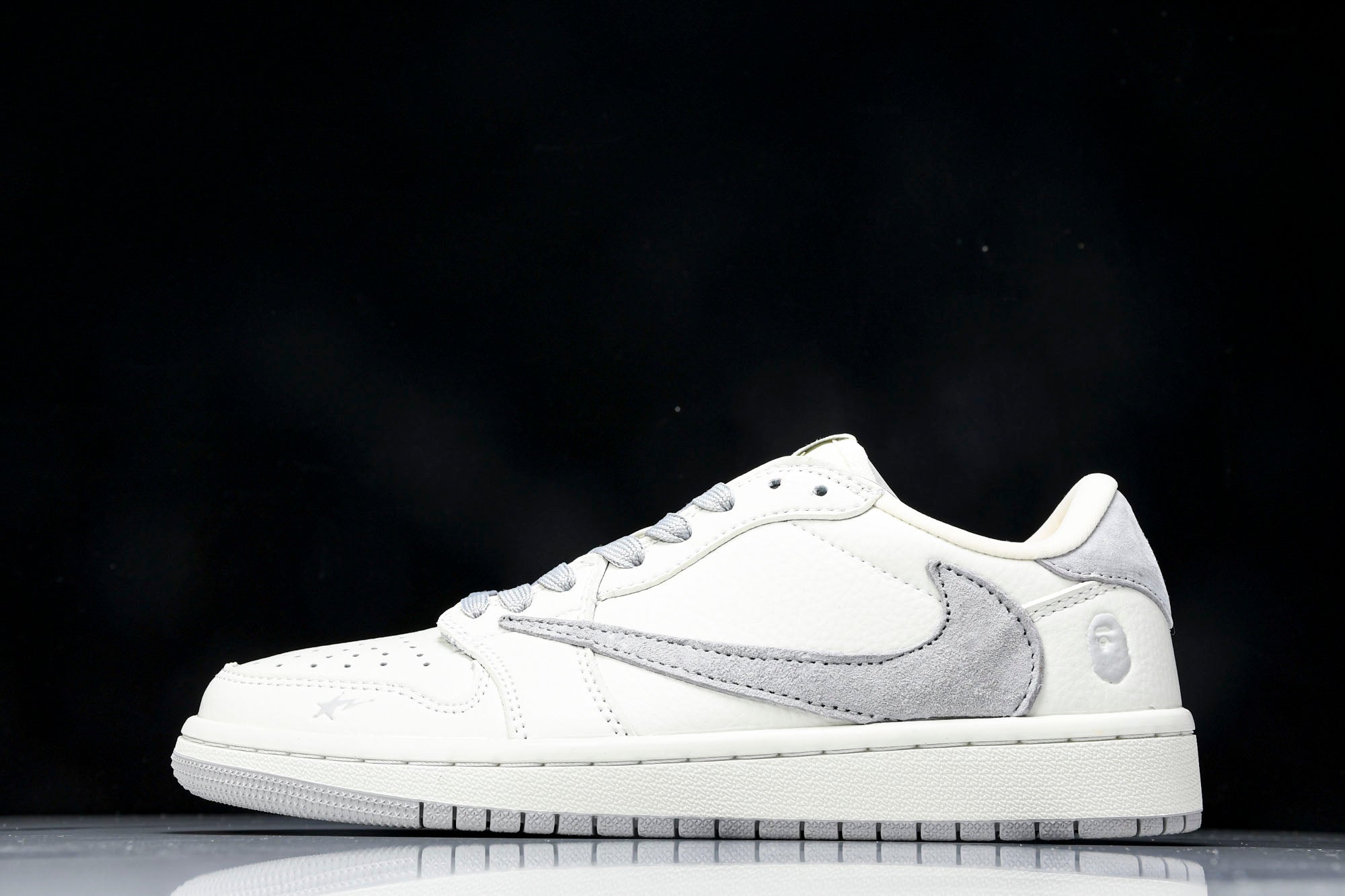 Travis Scott AJ1 Low x BAPE 'White Grey 2.0' (Custom)