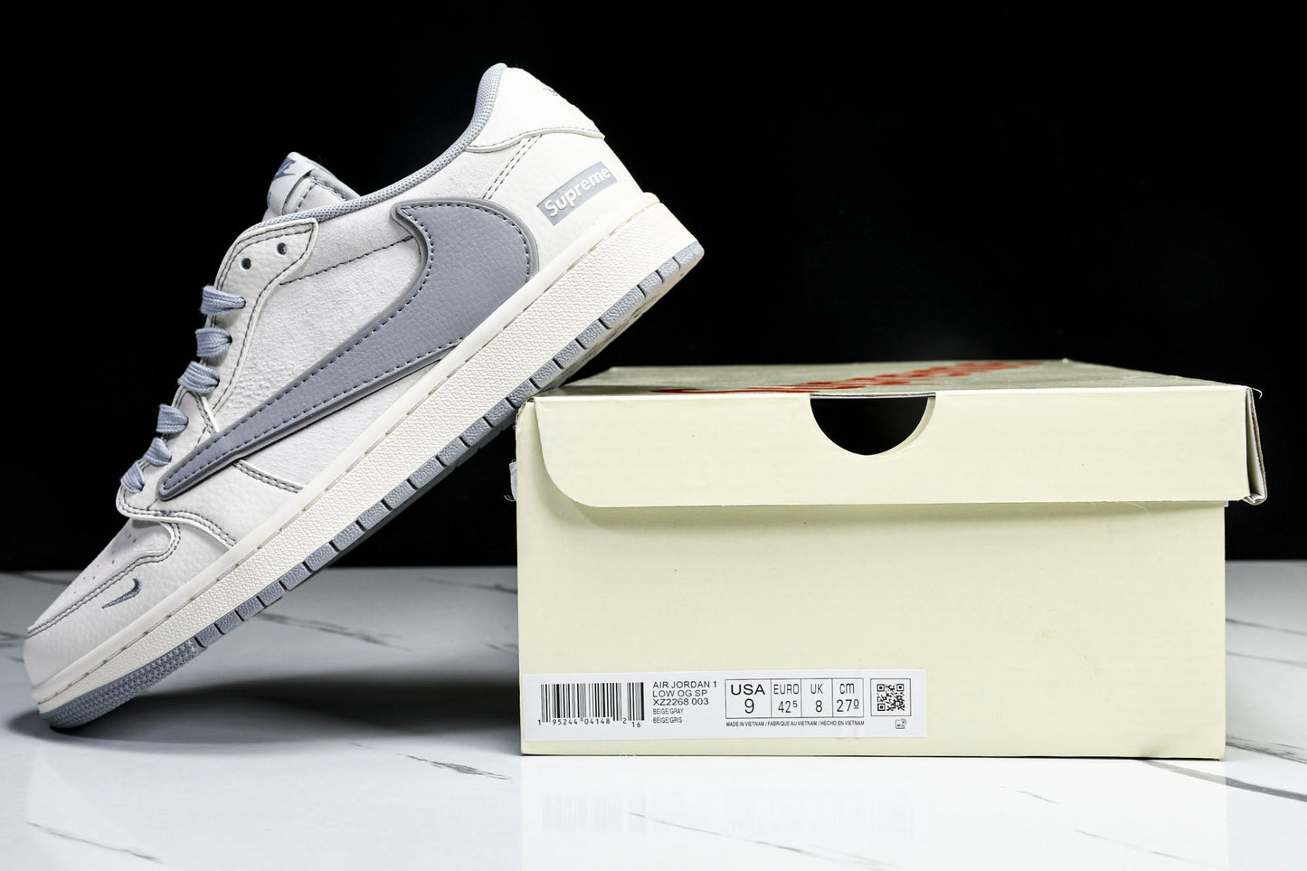 Travis Scott AJ1 Low x Supreme 'White Grey 2.0' (Custom)