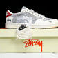 Travis Scott AJ1 Low x Stussy 'Grey White Red' (Custom)
