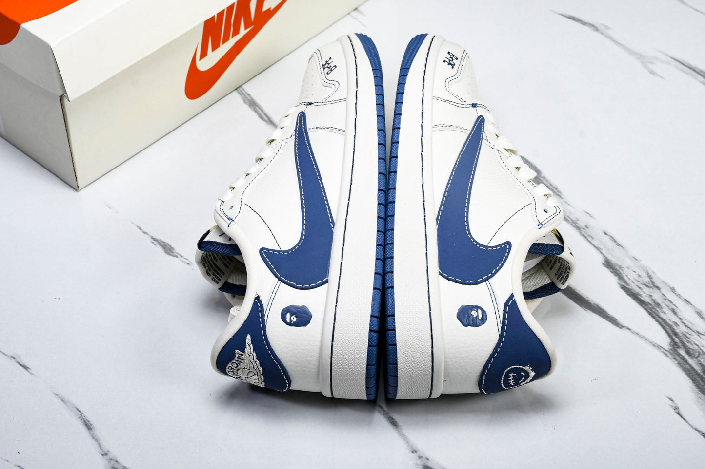 Travis Scott AJ1 Low x BAPE 'White Blue' (Custom)