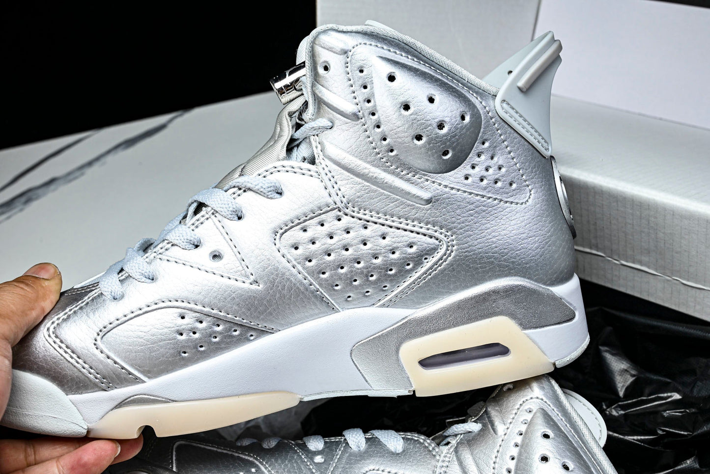 AJ6 Retro x PSG 'Metallic Silver'