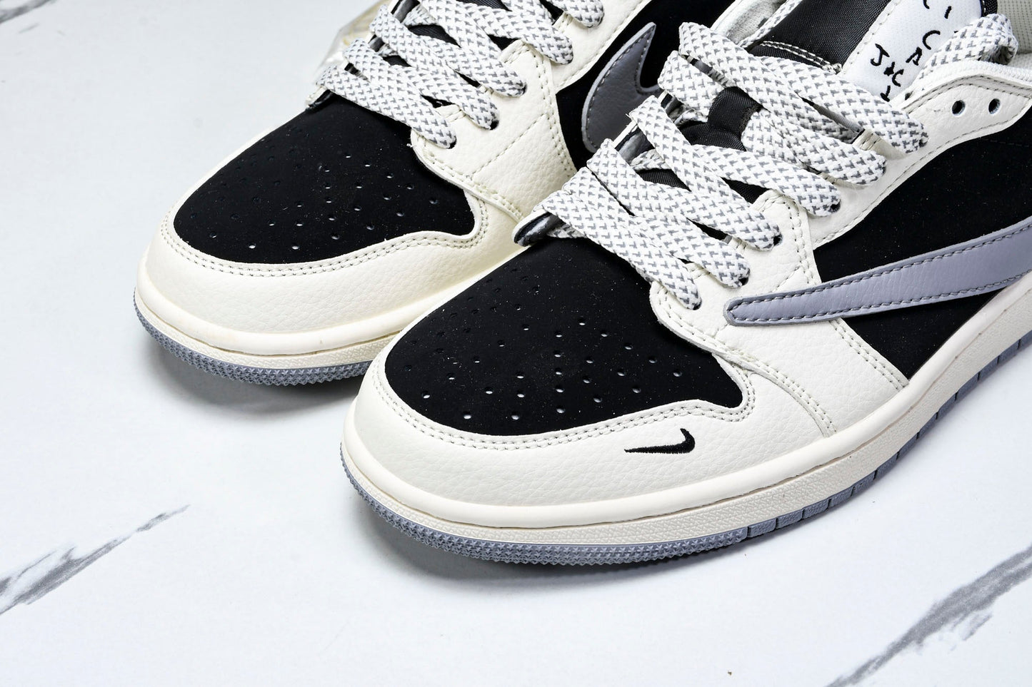 Travis Scott AJ1 Low x Stussy 'White Black Grey Red' (Custom)