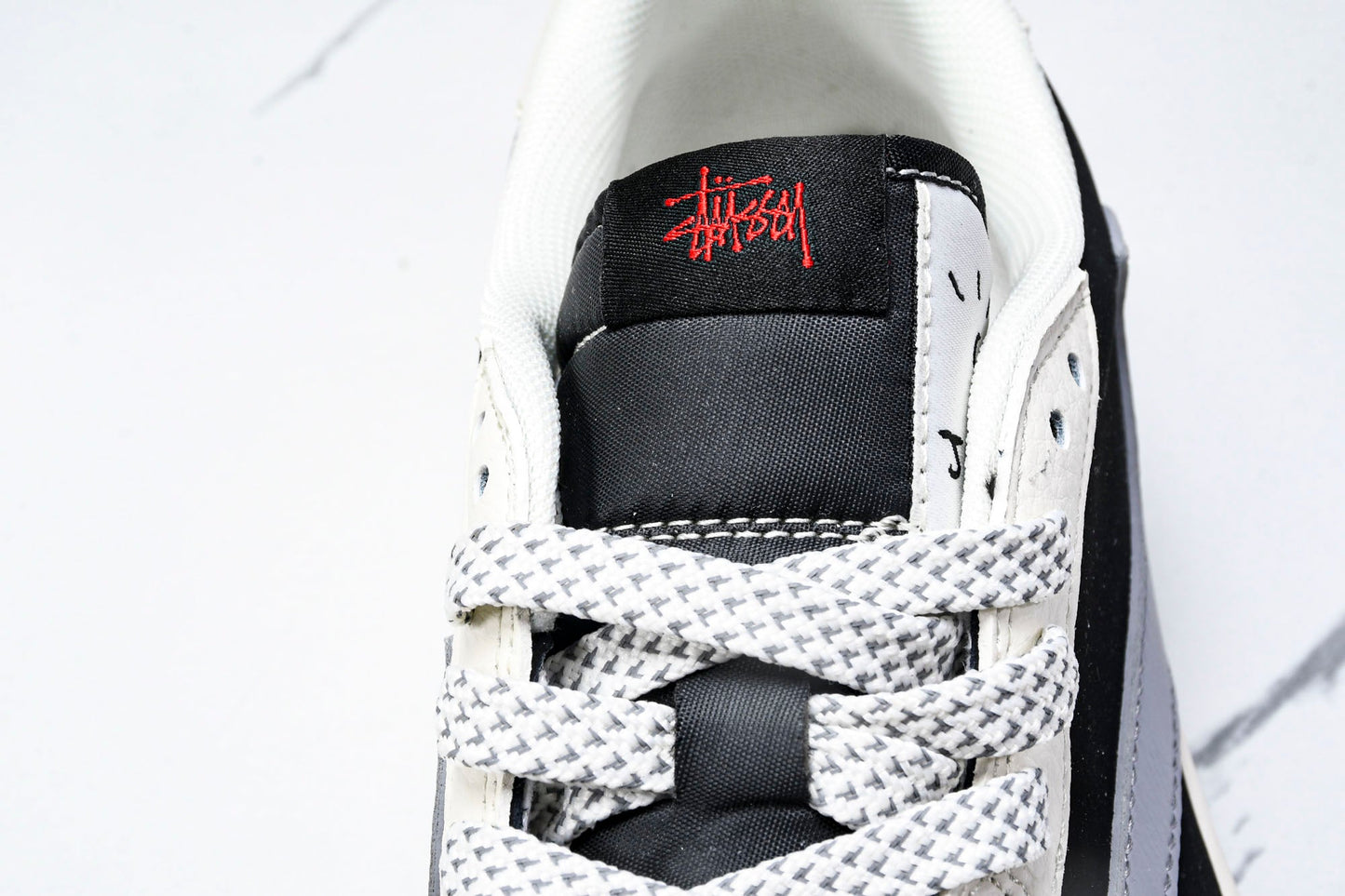 Travis Scott AJ1 Low x Stussy 'White Black Grey Red' (Custom)