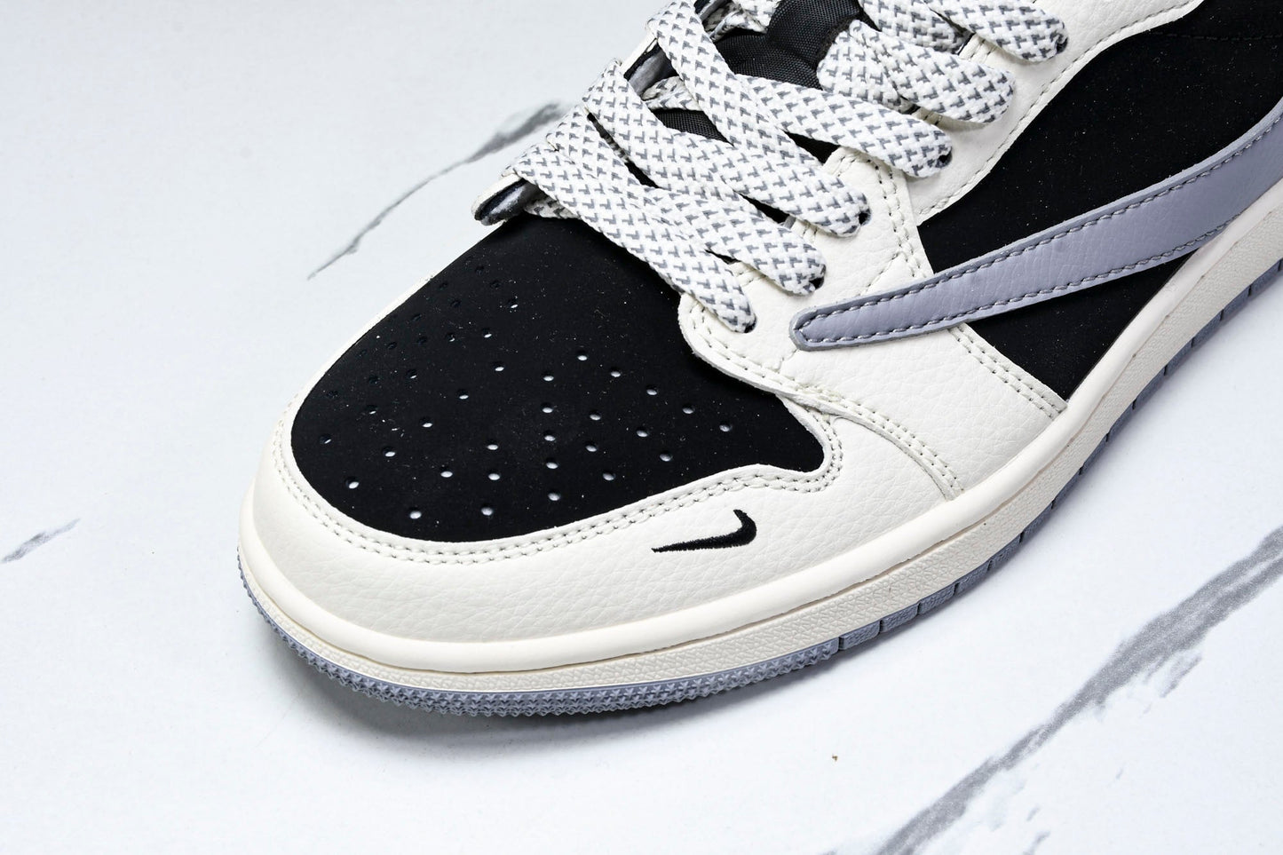 Travis Scott AJ1 Low x Stussy 'White Black Grey Red' (Custom)