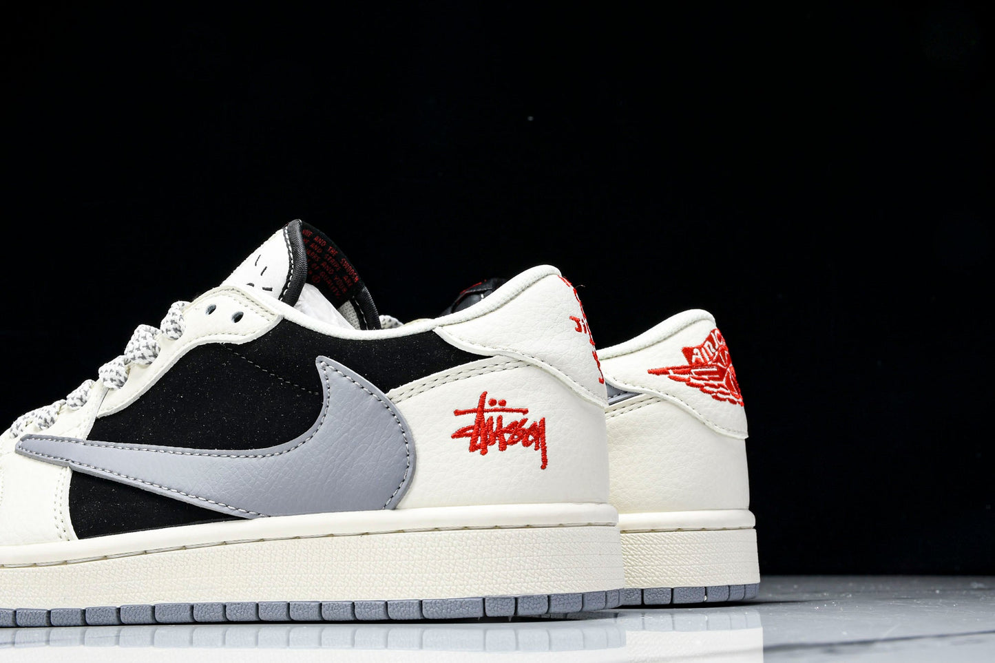 Travis Scott AJ1 Low x Stussy 'White Black Grey Red' (Custom)