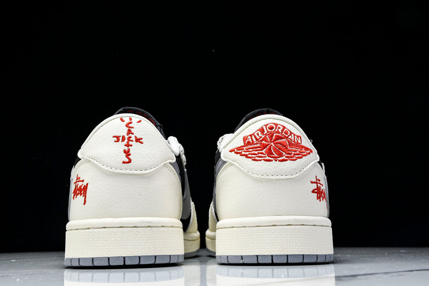 Travis Scott AJ1 Low x Stussy 'White Black Grey Red' (Custom)