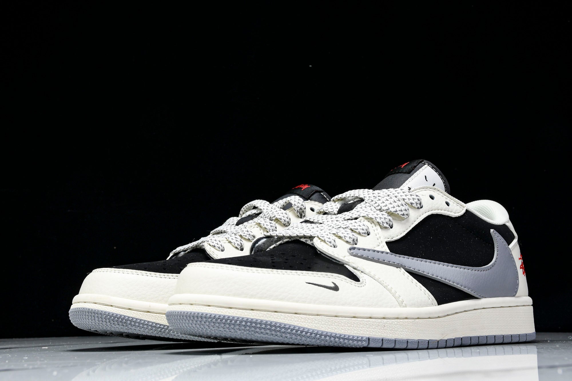 Travis Scott AJ1 Low x Stussy 'White Black Grey Red' (Custom)