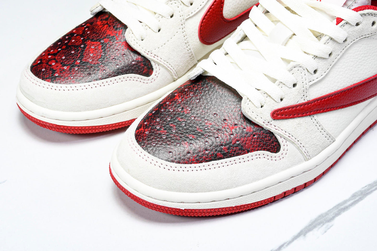 Travis Scott AJ1 Low x Year of The Snake x Supreme 'White Red' (Custom)
