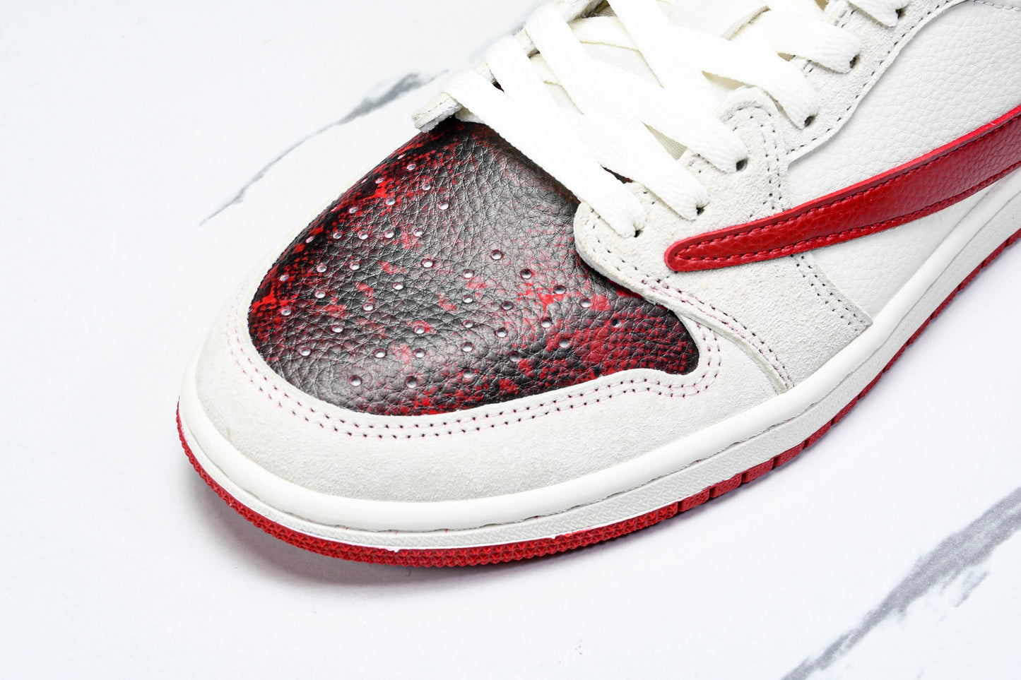 Travis Scott AJ1 Low x Year of The Snake x Supreme 'White Red' (Custom)