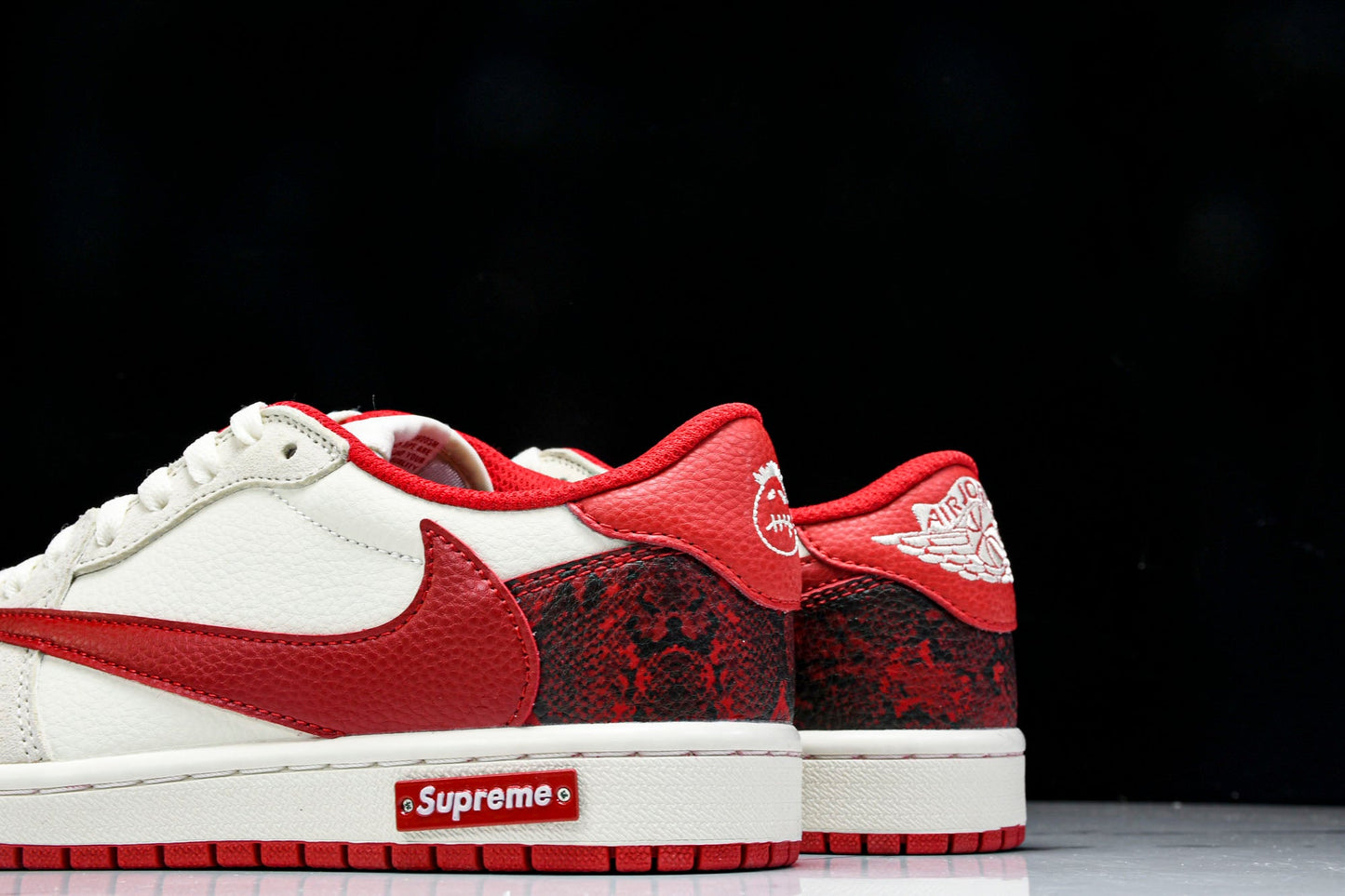Travis Scott AJ1 Low x Year of The Snake x Supreme 'White Red' (Custom)