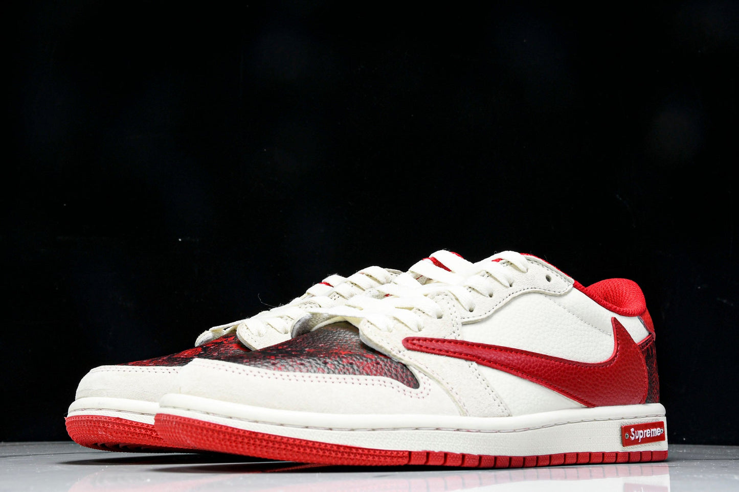Travis Scott AJ1 Low x Year of The Snake x Supreme 'White Red' (Custom)