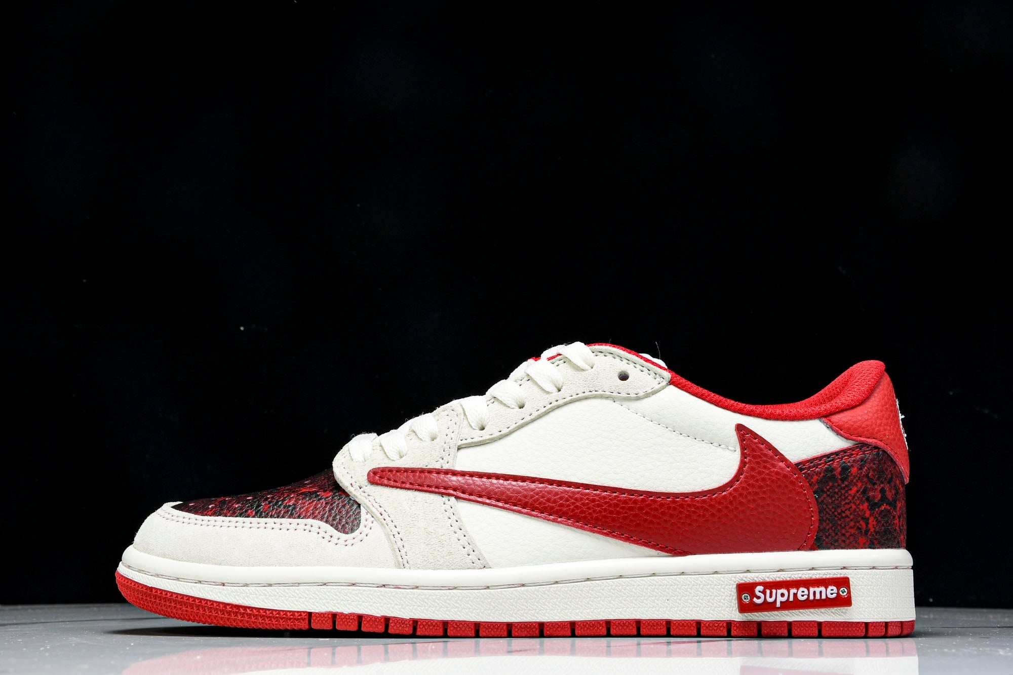Travis Scott AJ1 Low x Year of The Snake x Supreme 'White Red' (Custom)