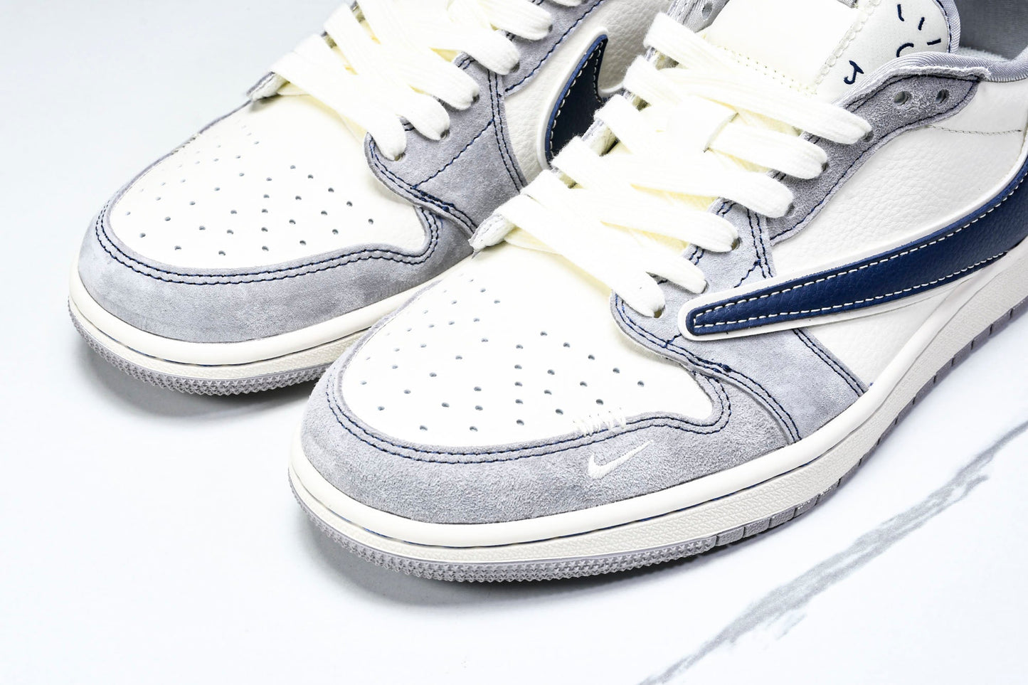 Travis Scott AJ1 Low x Supreme 'Grey Navy' (Custom)