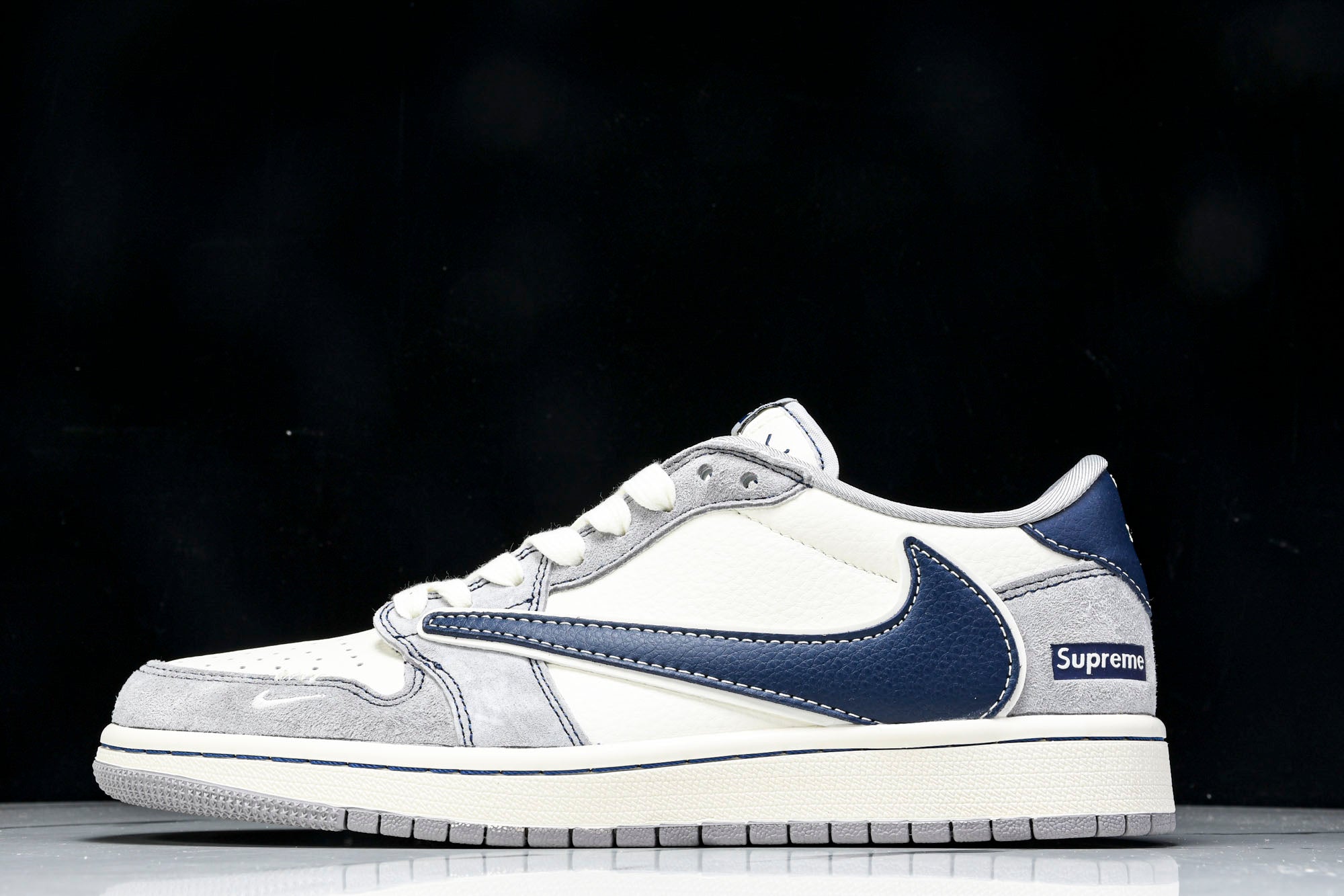 Travis Scott AJ1 Low x Supreme 'Grey Navy' (Custom)