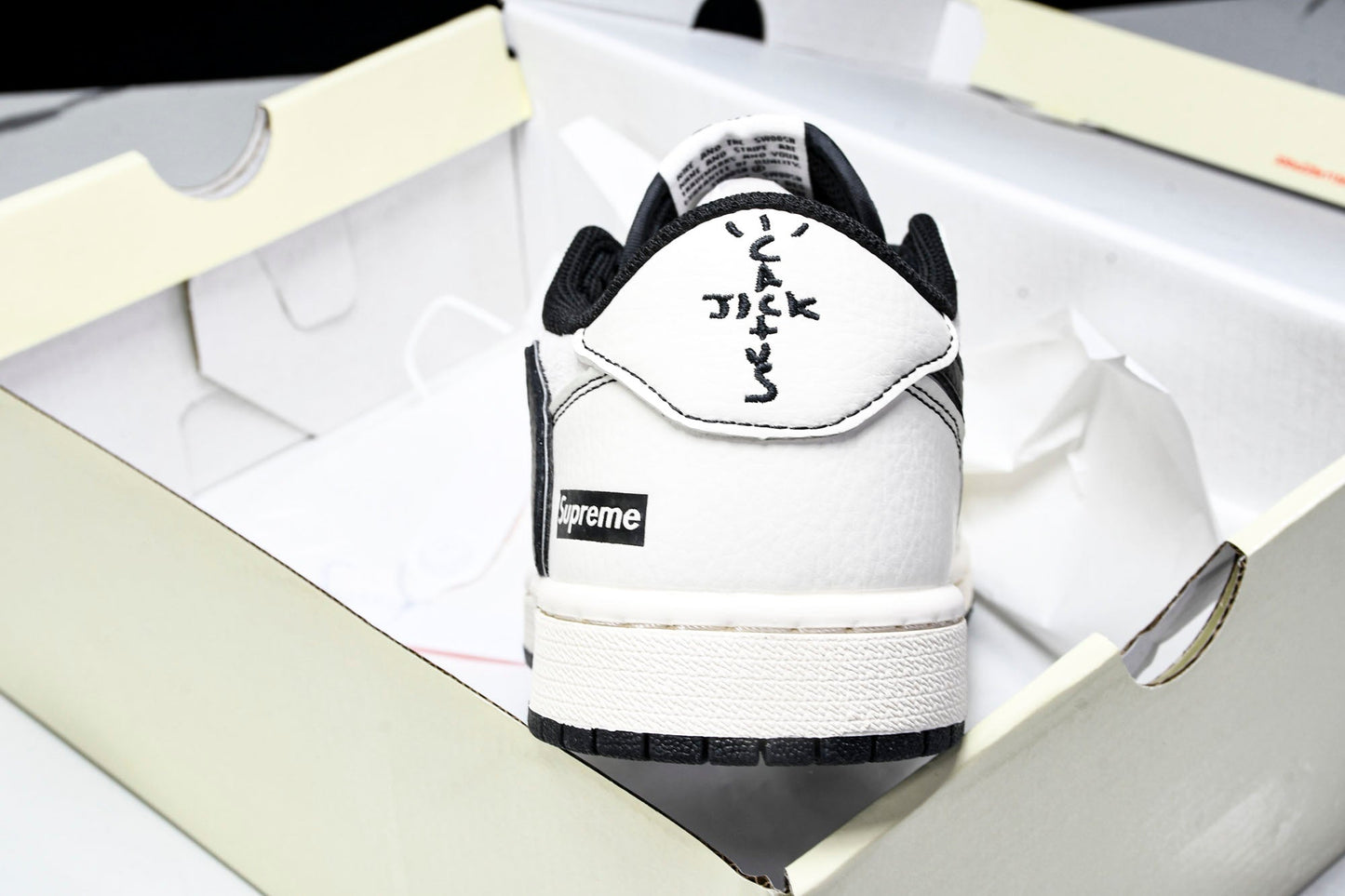 Travis Scott AJ1 Low x Supreme 'White Black' (Custom)