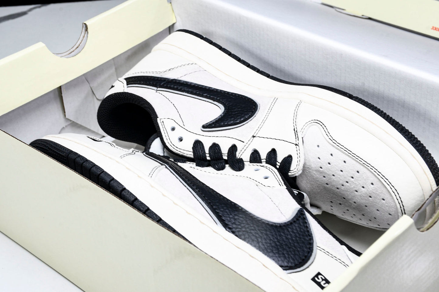 Travis Scott AJ1 Low x Supreme 'White Black' (Custom)