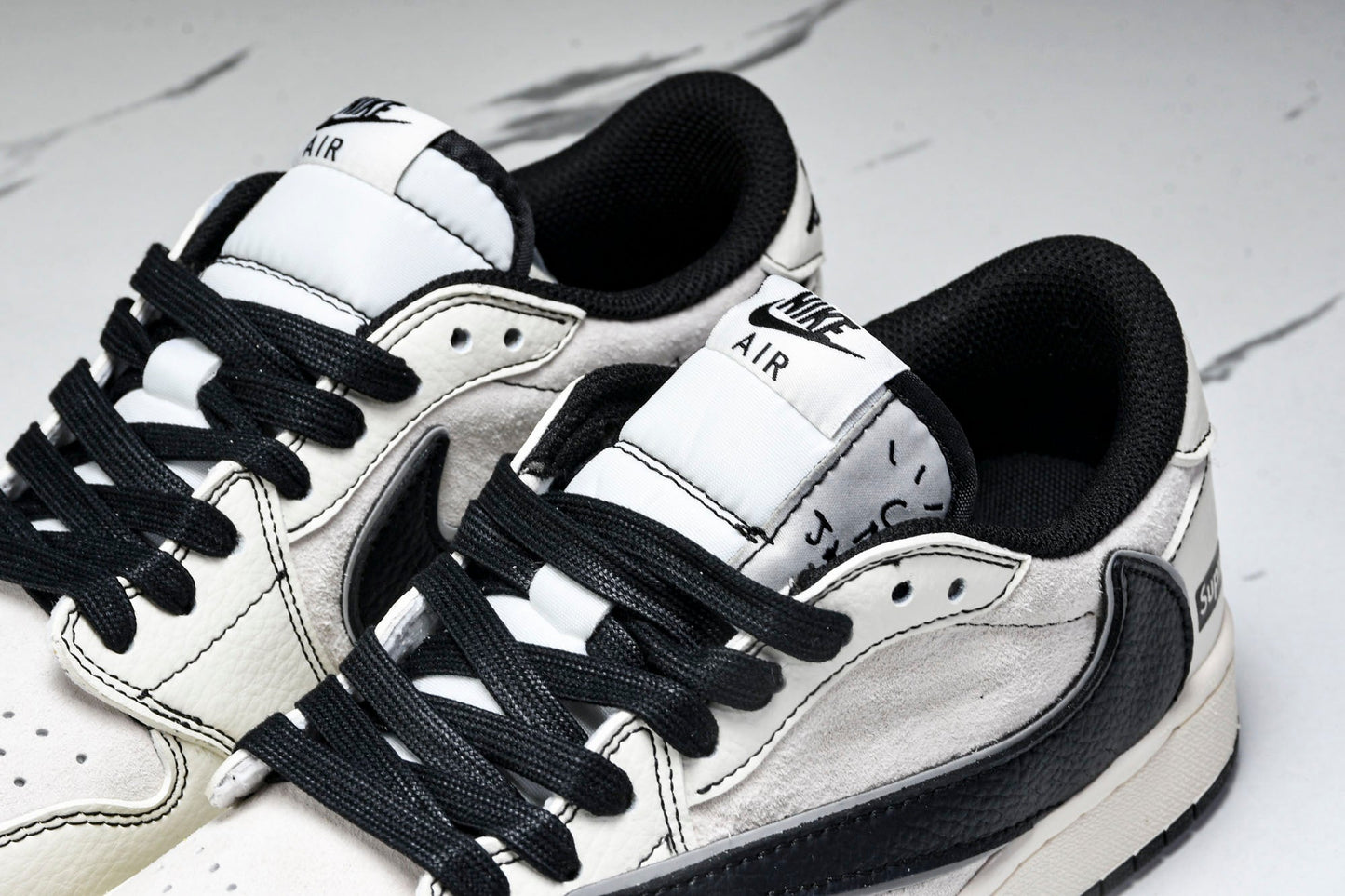 Travis Scott AJ1 Low x Supreme 'White Black' (Custom)