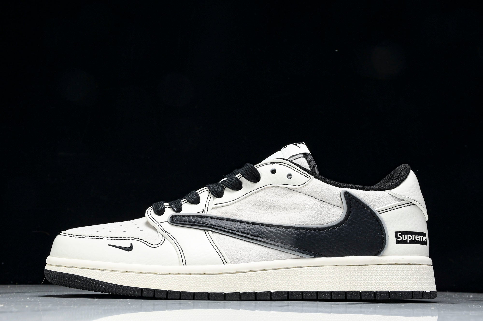 Travis Scott AJ1 Low x Supreme 'White Black' (Custom)