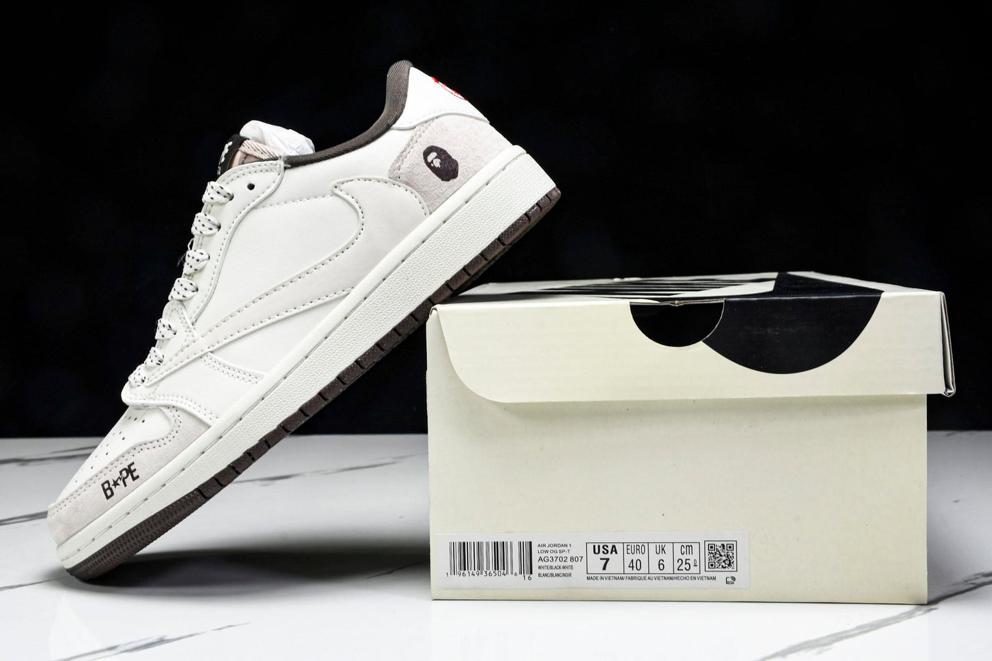 Travis Scott AJ1 Low x BAPE 'White Grey' (Custom)