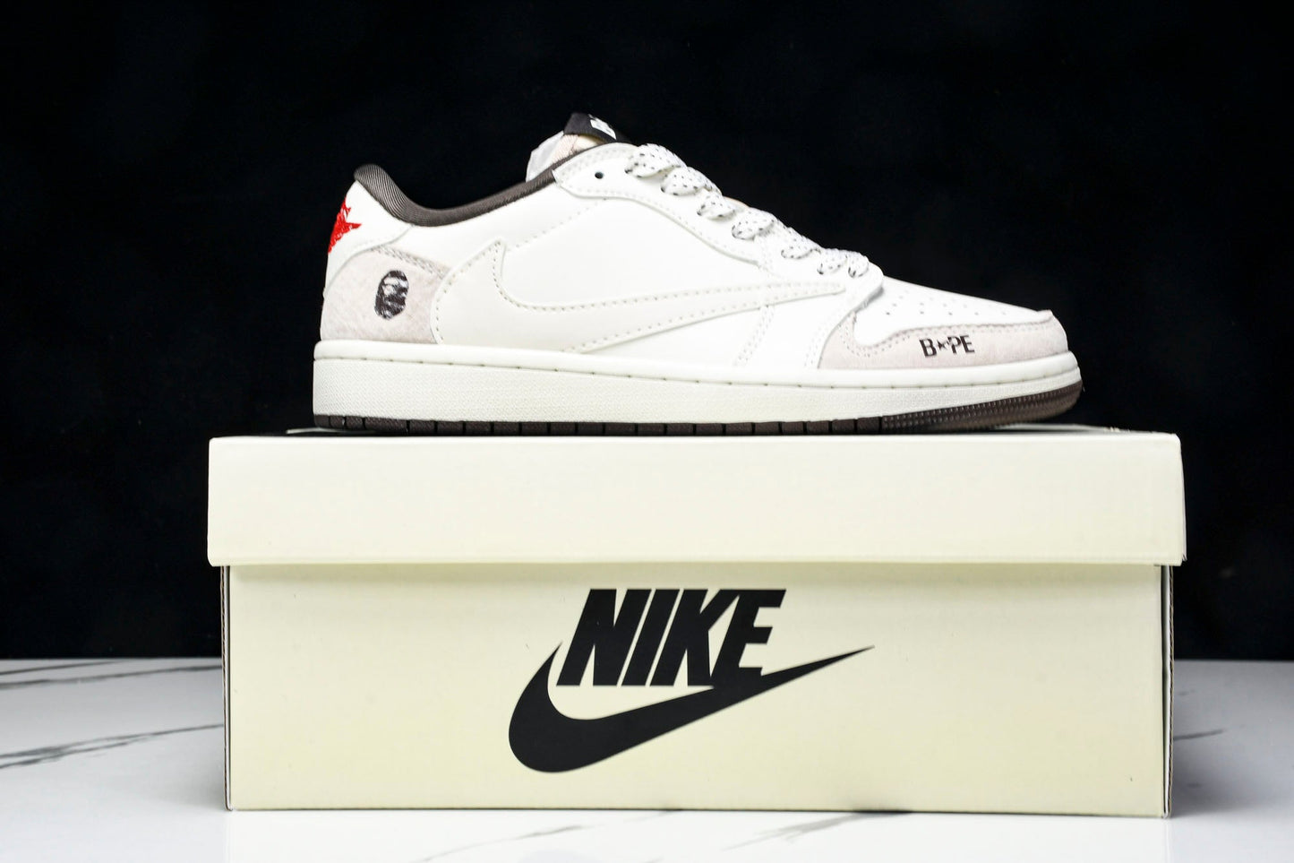 Travis Scott AJ1 Low x BAPE 'White Grey' (Custom)