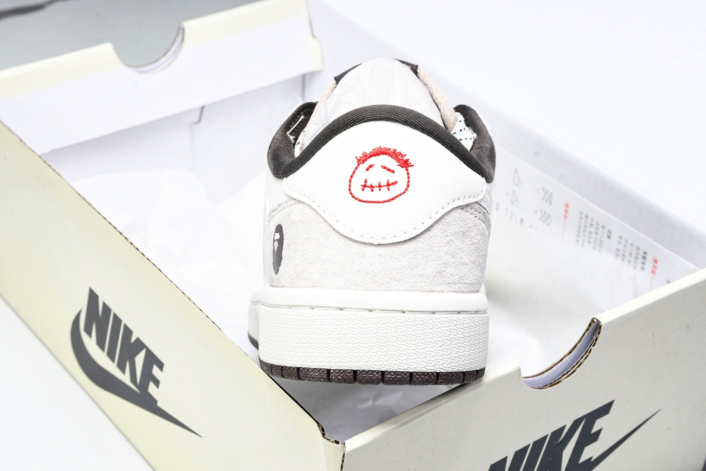 Travis Scott AJ1 Low x BAPE 'White Grey' (Custom)