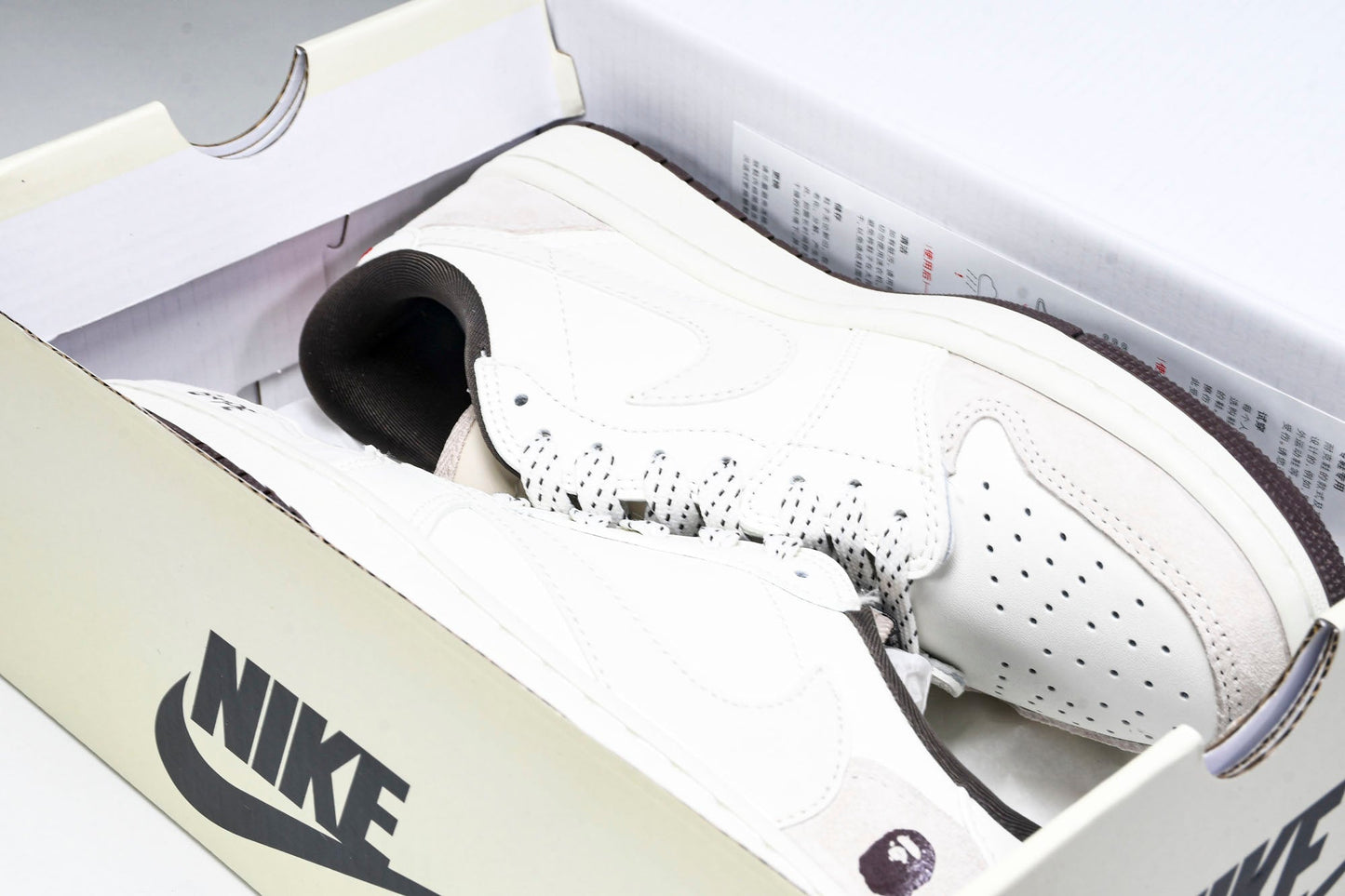 Travis Scott AJ1 Low x BAPE 'White Grey' (Custom)