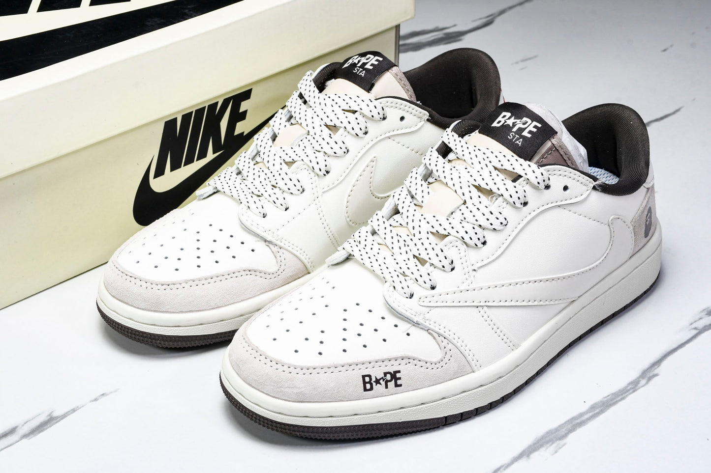 Travis Scott AJ1 Low x BAPE 'White Grey' (Custom)