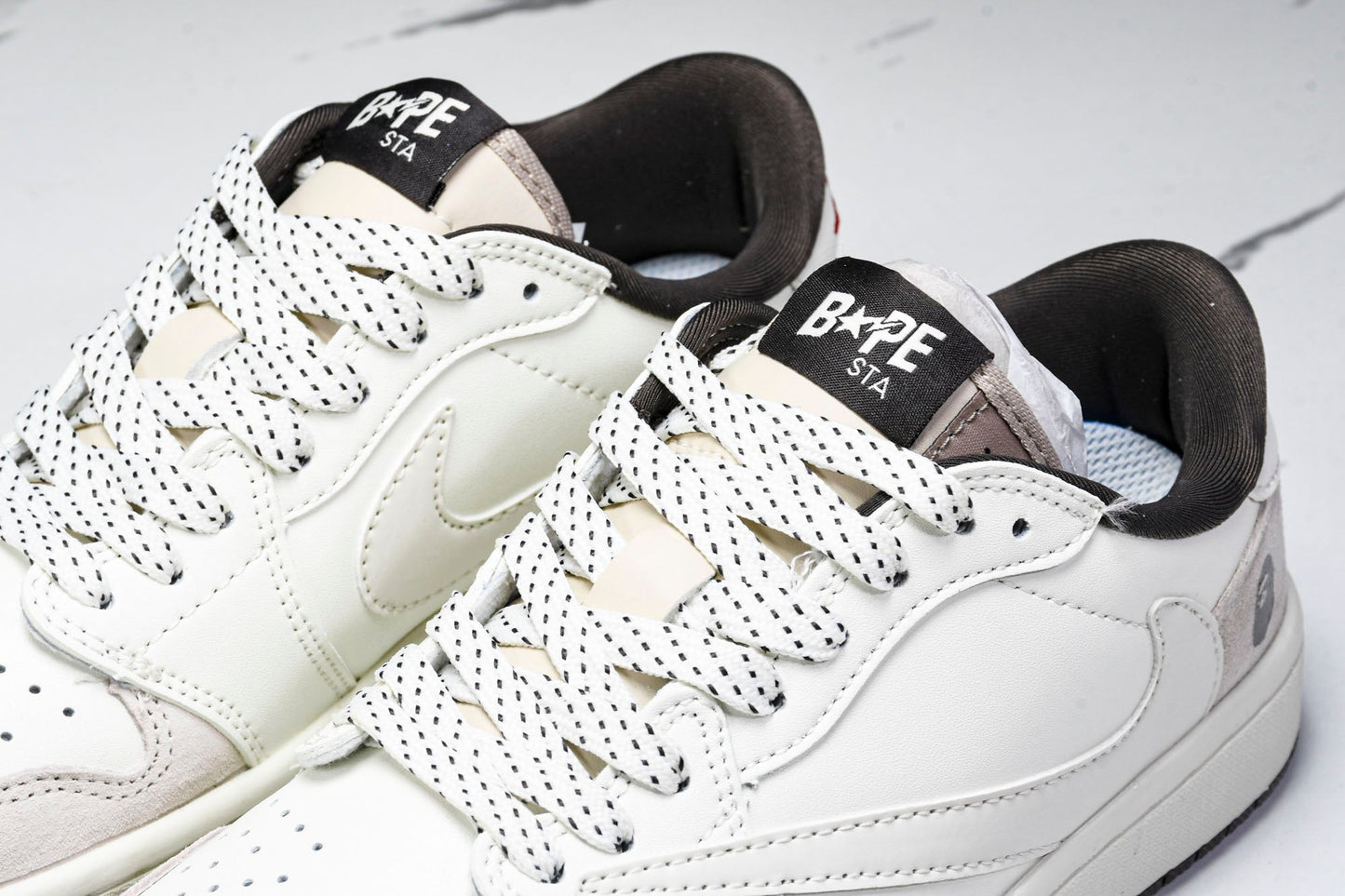 Travis Scott AJ1 Low x BAPE 'White Grey' (Custom)