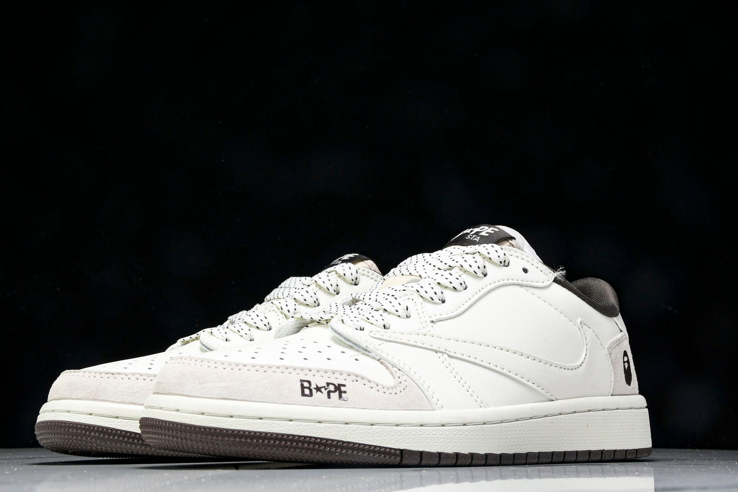 Travis Scott AJ1 Low x BAPE 'White Grey' (Custom)