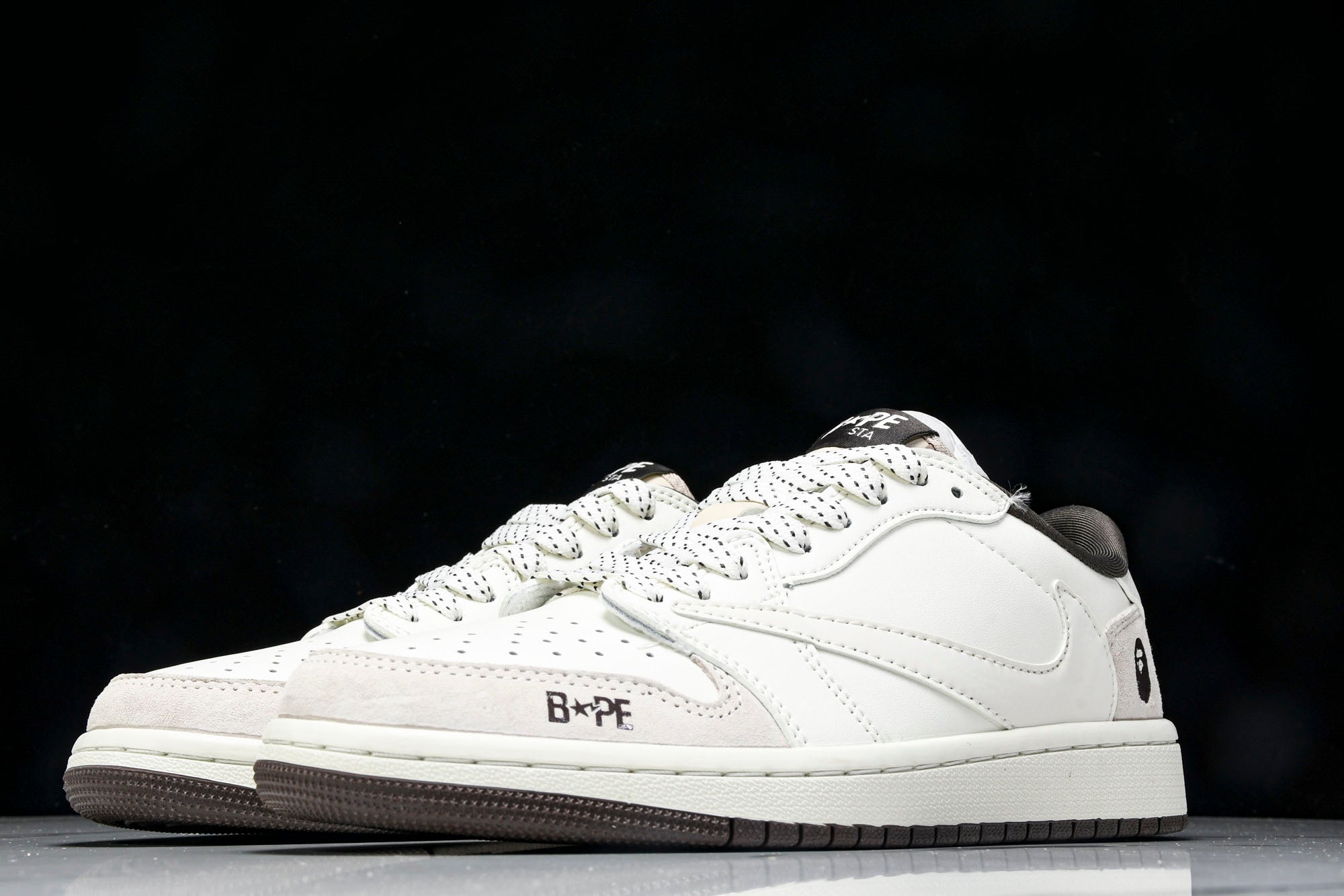 Travis Scott AJ1 Low x BAPE 'White Grey' (Custom)
