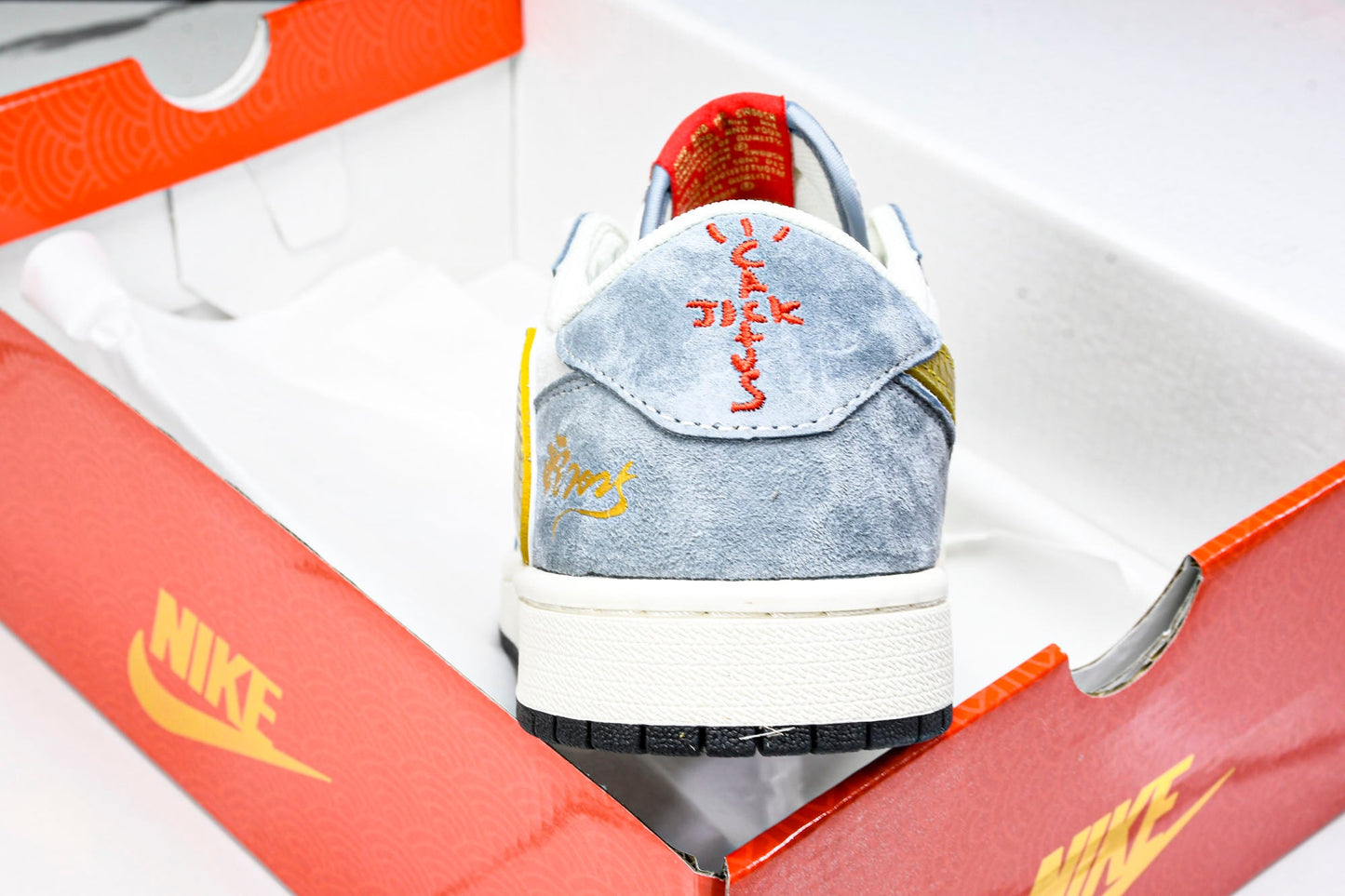 Travis Scott AJ1 Low x Year of The Snake 'Gold Grey' (Custom) - UK 6.5 / US 7.5 / EU 40.5