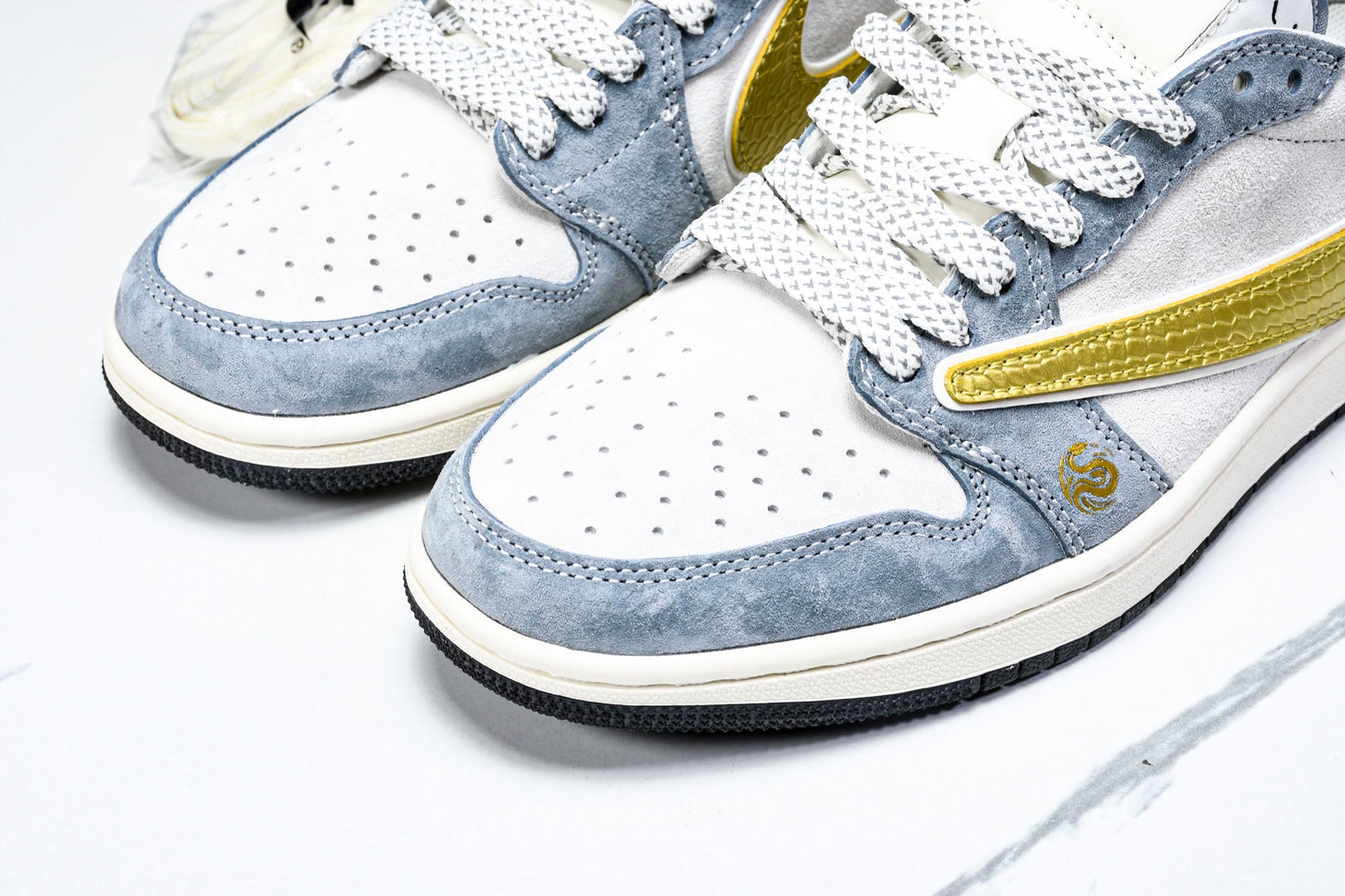Travis Scott AJ1 Low x Year of The Snake 'Gold Grey' (Custom) - UK 6.5 / US 7.5 / EU 40.5