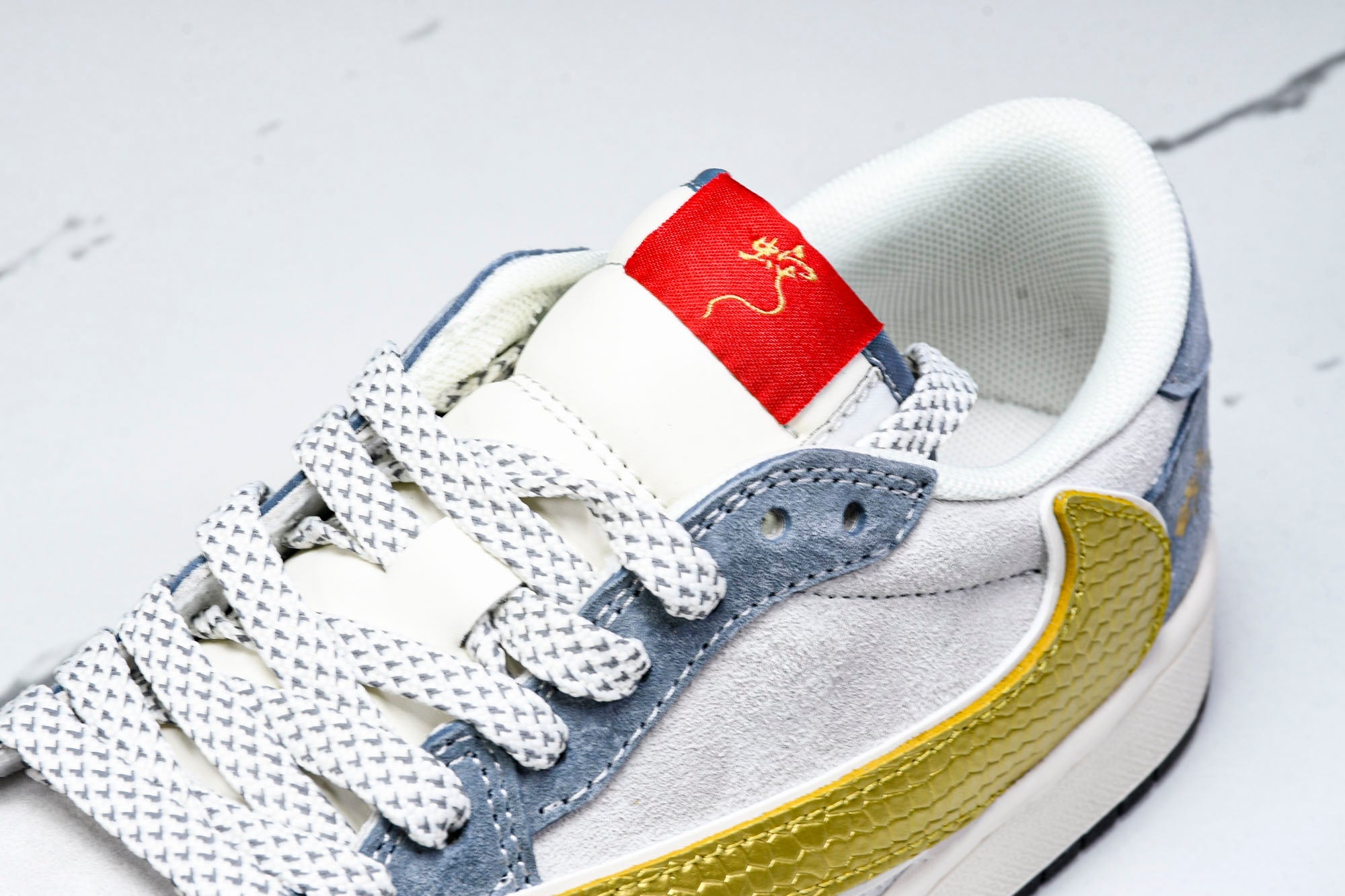 Travis Scott AJ1 Low x Year of The Snake 'Gold Grey' (Custom) - UK 6.5 / US 7.5 / EU 40.5