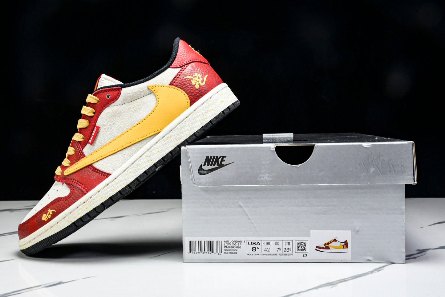 Travis Scott AJ1 Low x Year of The Snake x Supreme 'Red Yellow' (Custom)