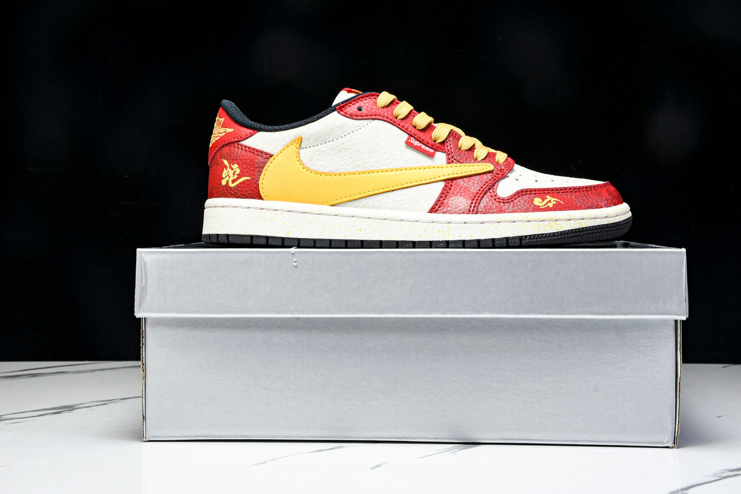 Travis Scott AJ1 Low x Year of The Snake x Supreme 'Red Yellow' (Custom)
