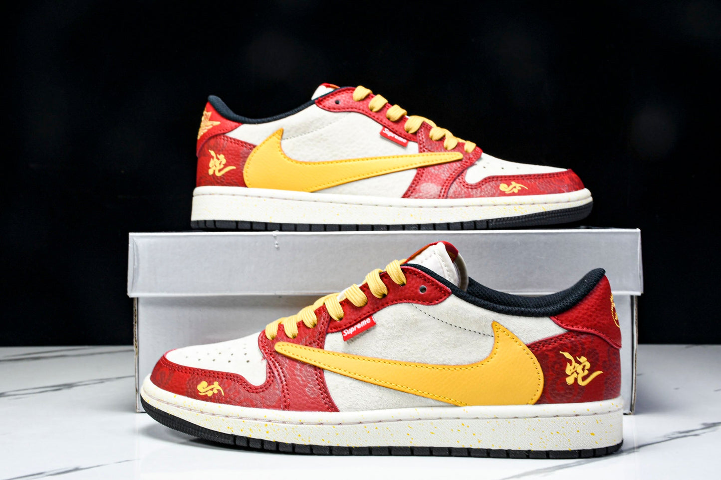 Travis Scott AJ1 Low x Year of The Snake x Supreme 'Red Yellow' (Custom)