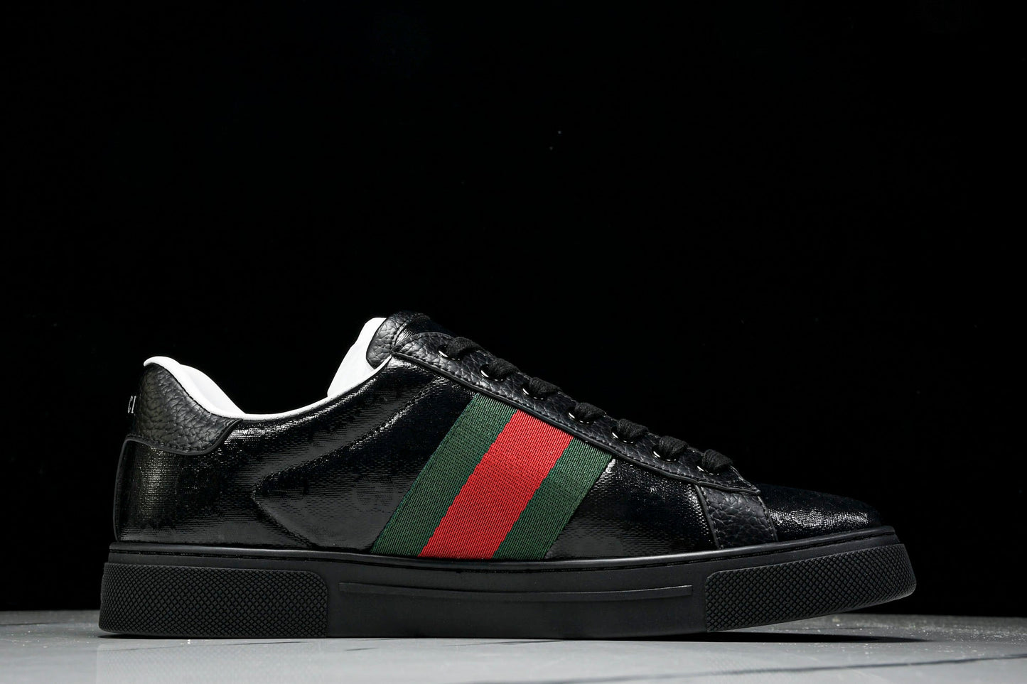 Guссi Ace Web 'Glossy Black Monogram'