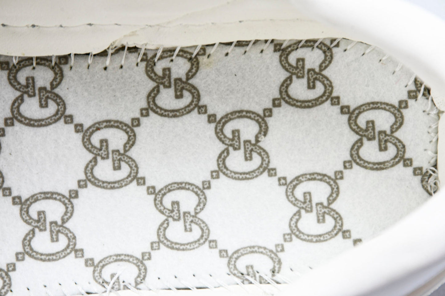 Guссi Ace Web 'Embossed Beige Monogram'
