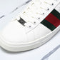 Guссi Ace Web 'Embossed White Monogram'
