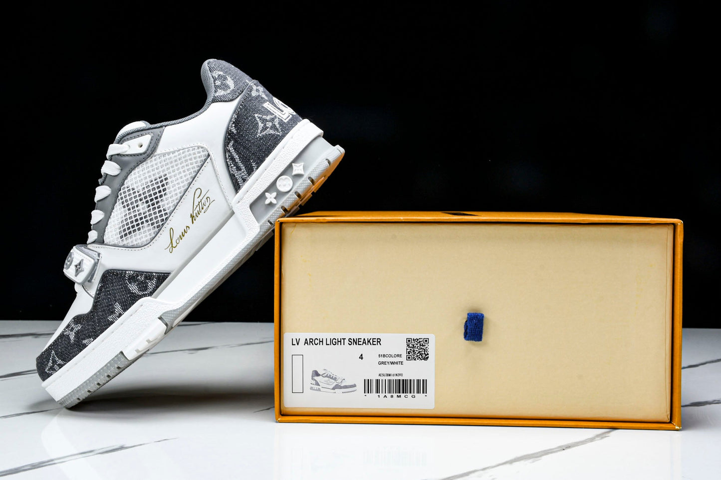 Louis Vuittоп Trainer Low Velcro Strap 'Monogram Denim Grey'