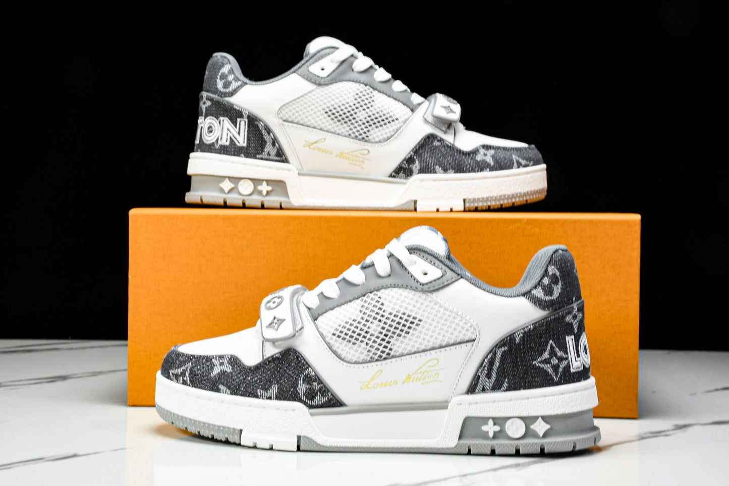 Louis Vuittоп Trainer Low Velcro Strap 'Monogram Denim Grey'