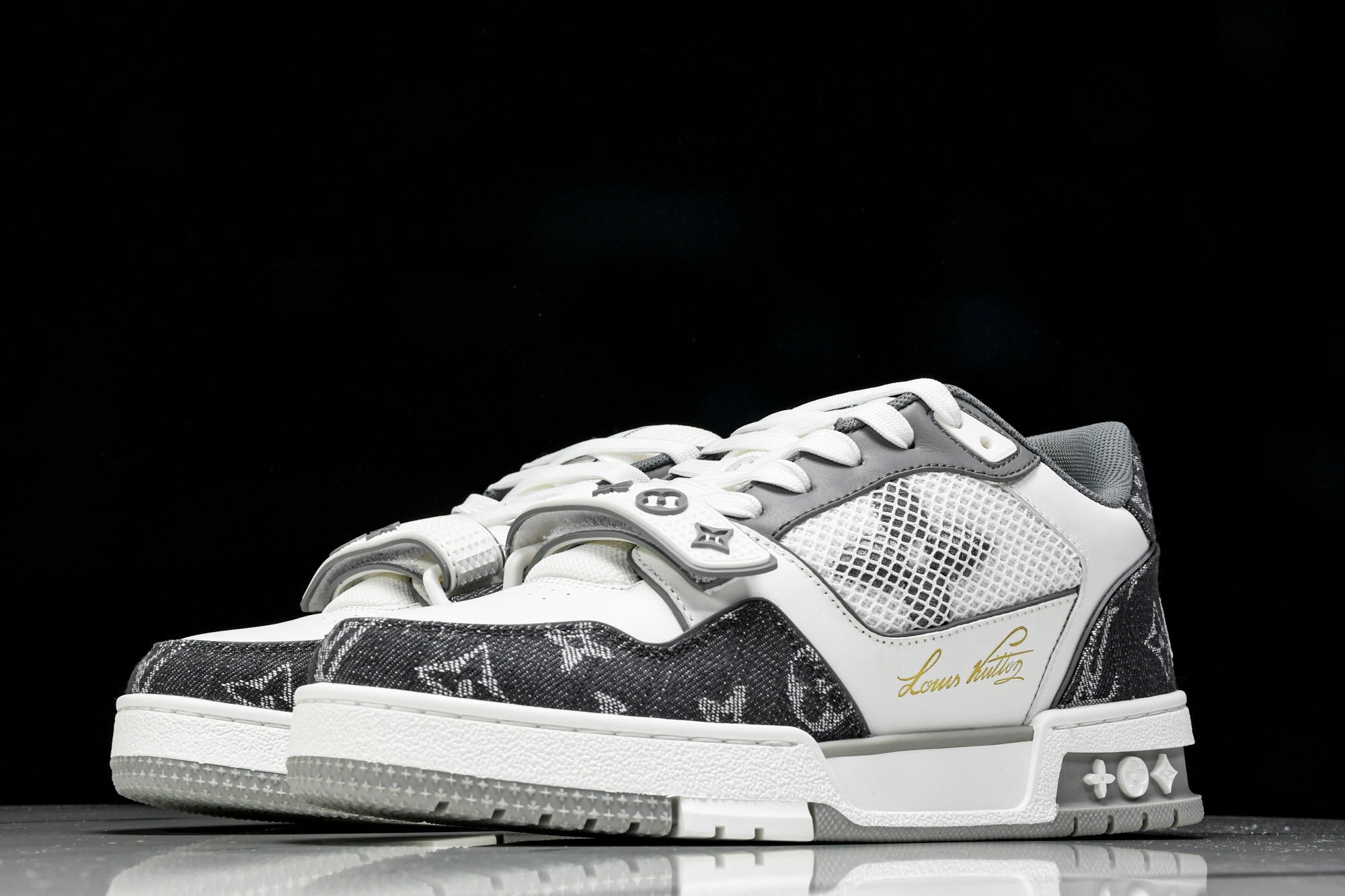 Louis Vuittоп Trainer Low Velcro Strap 'Monogram Denim Grey'