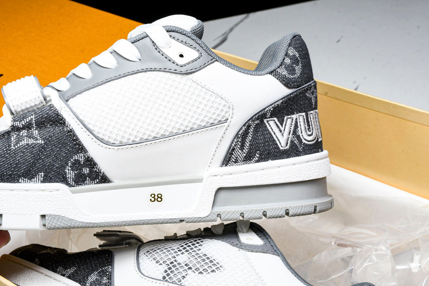 Louis Vuittоп Trainer Low Velcro Strap 'Monogram Denim Grey'