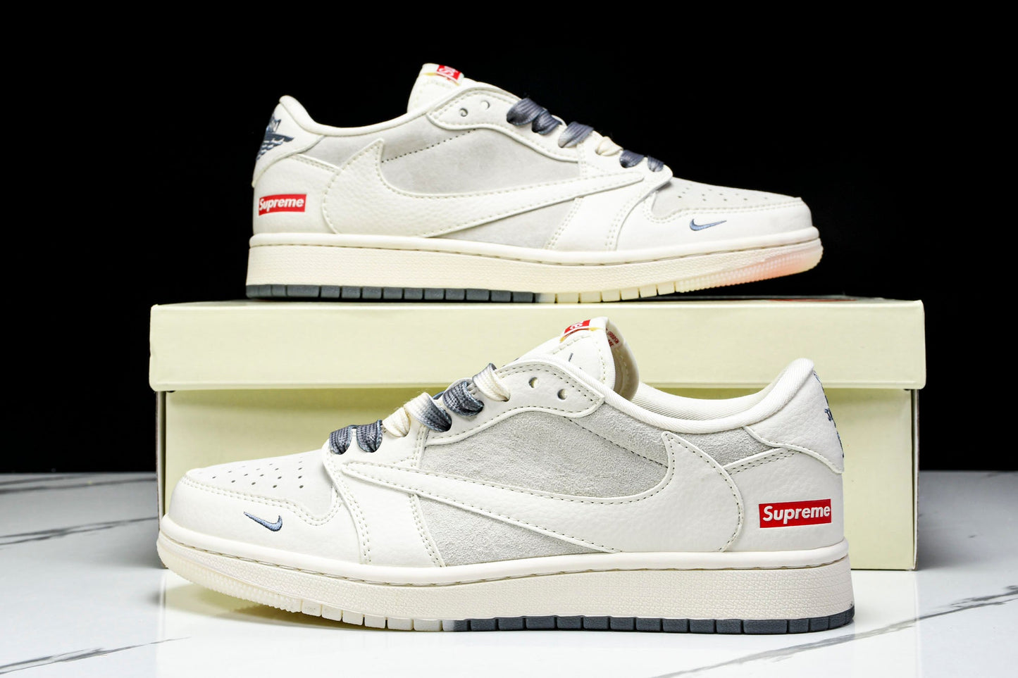 Travis Scott AJ1 Low x Supreme 'White Grey Sole' (Custom)