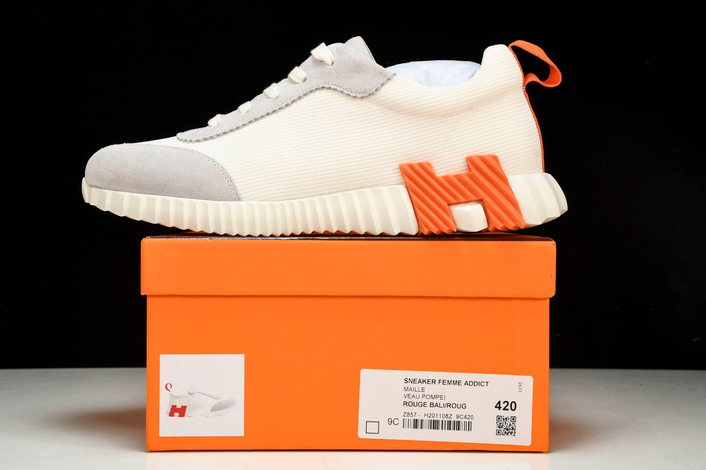 Hermès Bouncing Sneaker 'Blanc Orange Gris'
