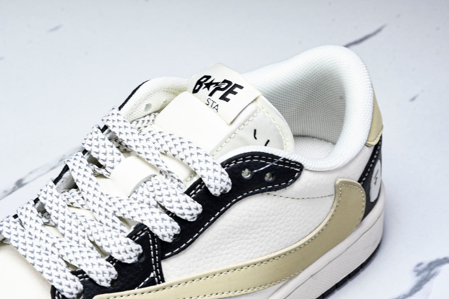 Travis Scott AJ1 Low x BAPE 'Beige Black White' (Custom)