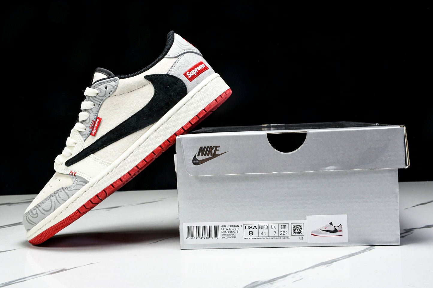 Travis Scott AJ1 Low x Year of The Snake x Supreme 'Grey Black' (Custom)